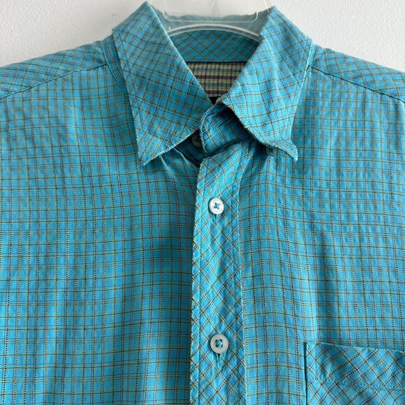 Bugatchi‎ Uhmo Men's Shirt Size L Button Up Short Sleeve Classic Fit Blue - Picture 3 of 6
